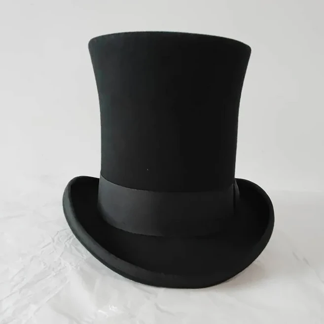 25cm 높이의 전통적인 100% 양모 실린더 페도라 모자 굴뚝 웨딩 의상 무대 마술 ﻿, 02 M 56-58cm, 01 black