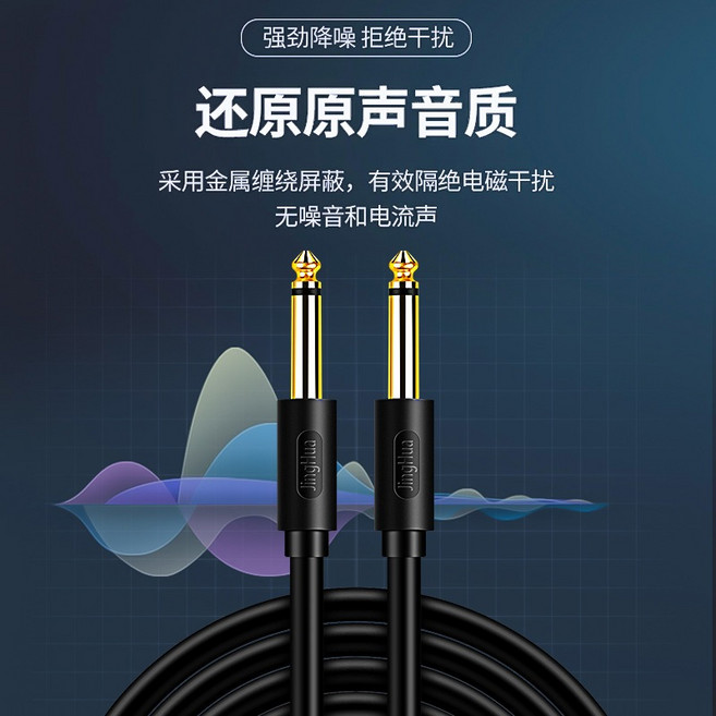 JingHua 6.5mm公對公音頻線, 1個, 300公分