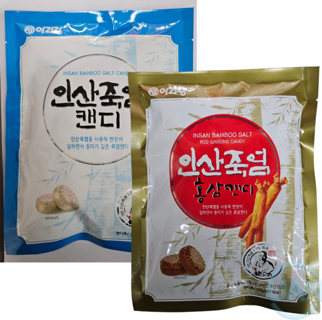 인산죽염홍삼캔디+죽염캔디 세트, 5개, 420g