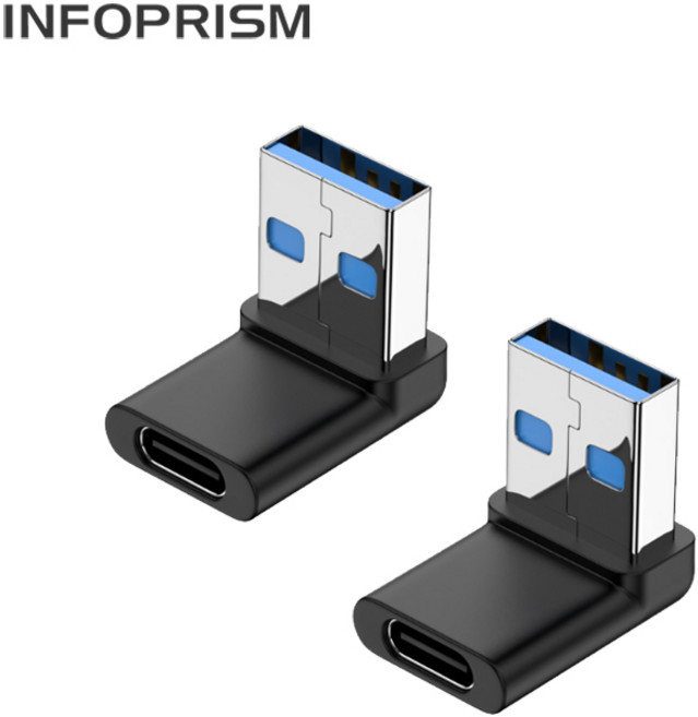 INFOPRISM / USB 3.1 C타입 A타입 각도 변환 젠더 90도 180도 L형 U형 ㄱ형 IA-922, 2개