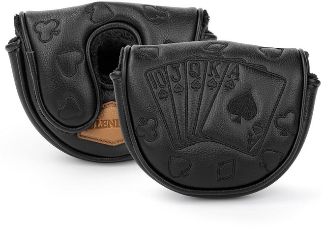 Golf Putter Covers 블랙 포커 OZ1 퍼터 헤드커버 가죽 말렛 퍼터 커버 마그네틱 클로저 골프 클럽 커버 모든 브랜드용, Golf Putter Covers 블랙 포커 OZ1 퍼