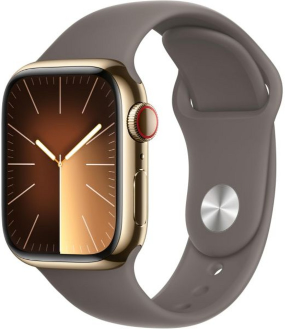 애플 워치 시리즈 9 GPS 셀룰러 41mm - 골드 스테인리스 스틸 케이스와 스포츠 밴드 SM 리퍼비시