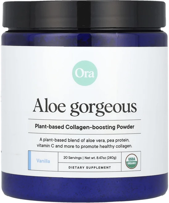 Ora Aloe Gorgeous 식물성 콜라겐 써포트 파우더 바닐라 맛 240g(8.47oz) - 쿠팡
