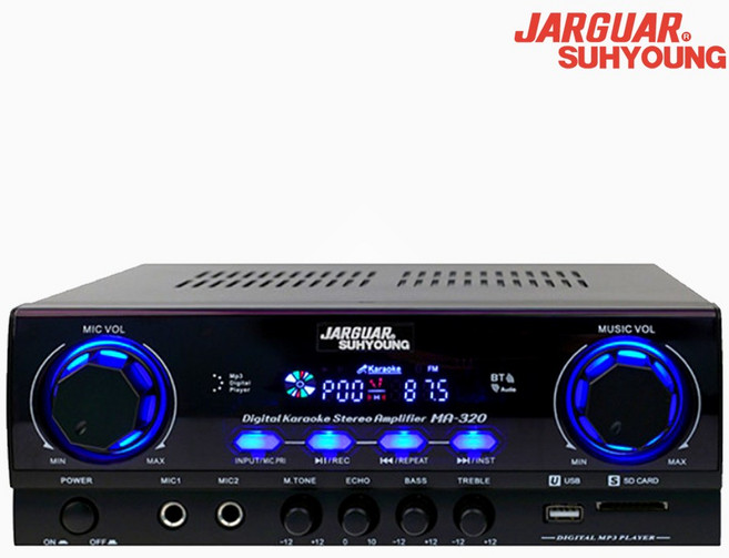 [당일발송 / 17시마감] 쟈가 MA-320 블루투스앰프 매장용 2채널 300W + AUX선 리모컨, 블랙