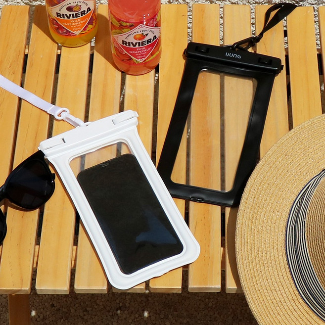 1+1 아이정 IPX8등급 4중잠금 핸드폰 스마트폰 에어튜브 방수팩 대형, 화이트 2개