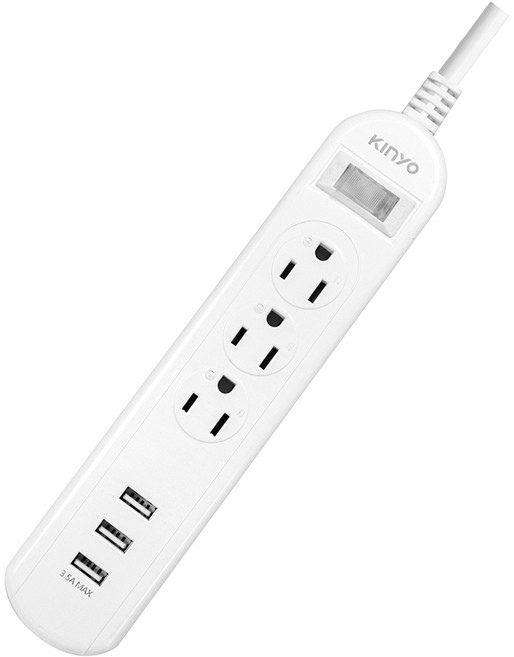 KINYO 1開3插三USB延長線 CGU313 延長線插座 3孔USB充電, 1個, 1.8m