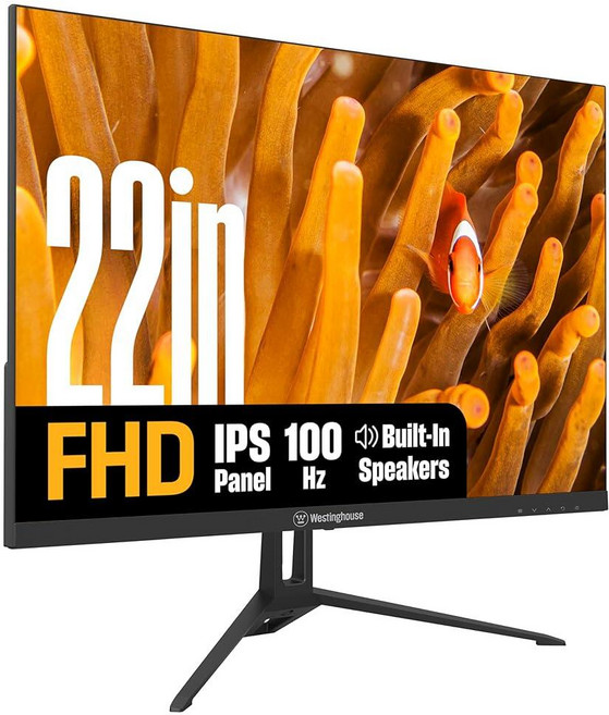 Westinghouse 22인치 컴퓨터 모니터 1080P FHD IPS 게이밍 100Hz 1ms 내장 스피커 아이 케어 적응형 동기화 지원FreeSync 호환 HDR