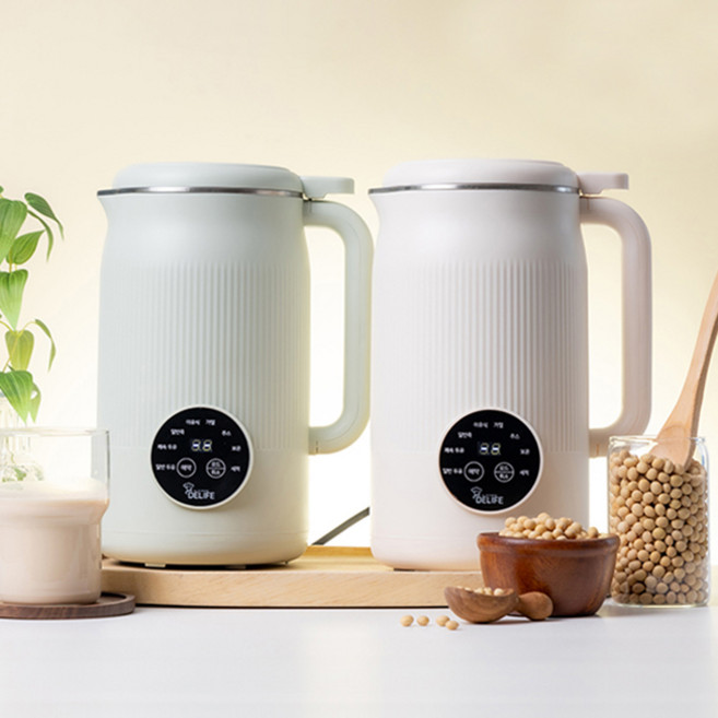 [키친먼트] 원터치 대용량 1200ml 두유제조기 보온 저소음 가정용 믹서 메이커, 아이보리