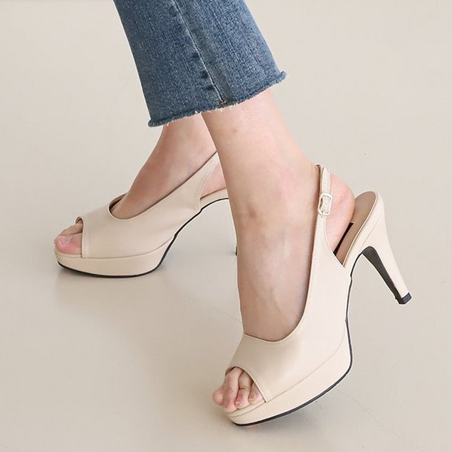 스타슈 여성 국내제작 토오픈 가보시 슬링백 하이힐 샌들힐 9cm