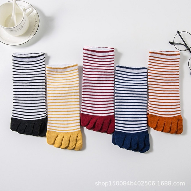 여성 발가락 양말 면 사계절 에어로 통기성 패션 중목 데일리 5켤레