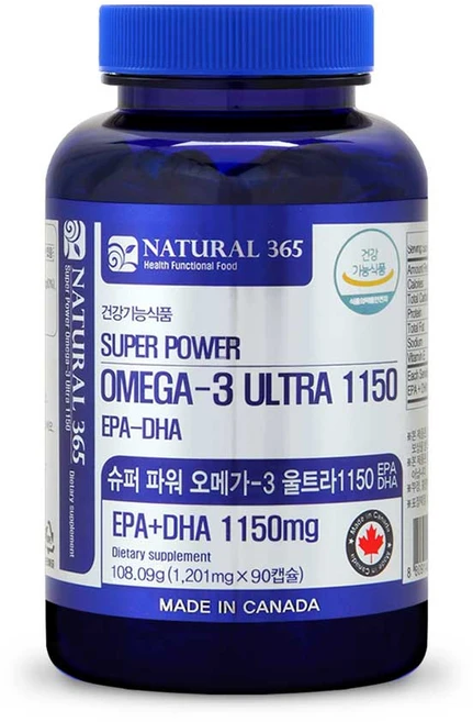 내츄럴365 슈퍼파워 오메가3 울트라 1150, 90정, 1개 - 쿠팡
