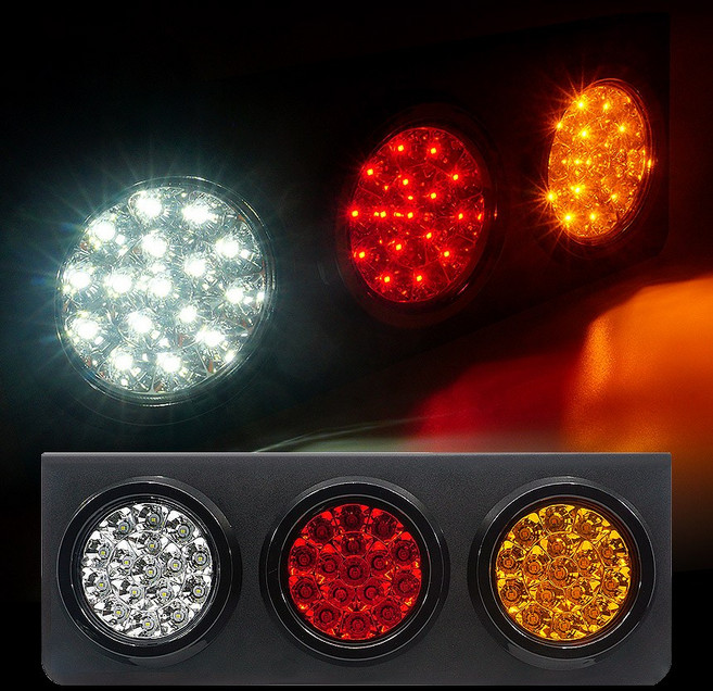 삼항LED [C-007] 24V 사각 3구 LED테일램프 데루등 후미등 미등 브레이크등 깜빡이등, 1개