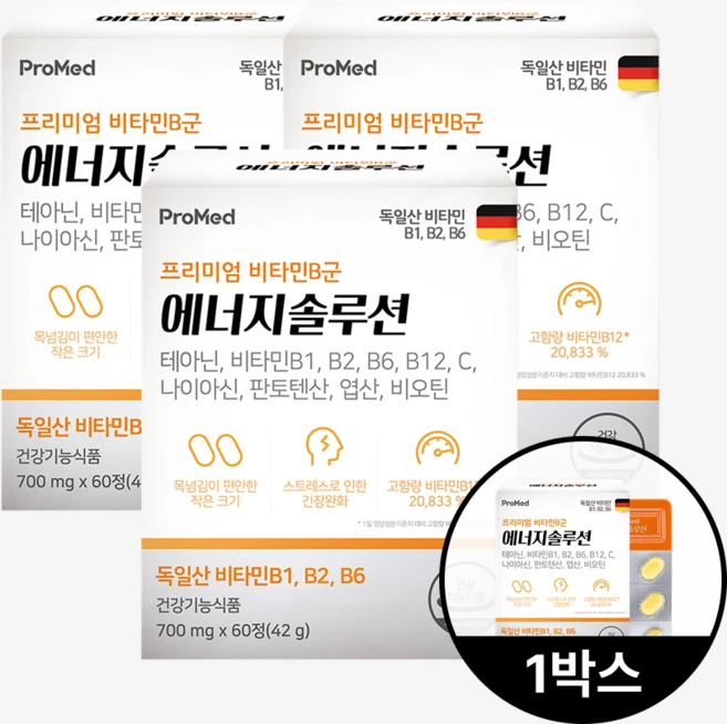 프로메드 에너지솔루션 프리미엄 비타민B군 테아닌, 60정, 4개 - 쿠팡