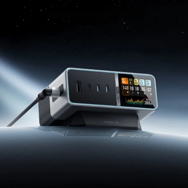 CUKTECH 30 Ultra 300W MAX GaN 충전기 1.83 IPS 디지털 디스플레이 데스크탑 충전 스테이션 마그네틱 포지, 01 다크 그레이, 01 6V, 01 기타