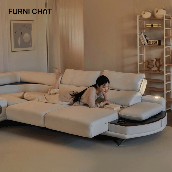 퍼니챗 제우스 비건가죽 모션 전동 슬라이드 리클무빙 리클라이너 3인용 4인용 5인용 코너형 6인용 소파, 우퍼추가 X, 아이보리(비건가죽)