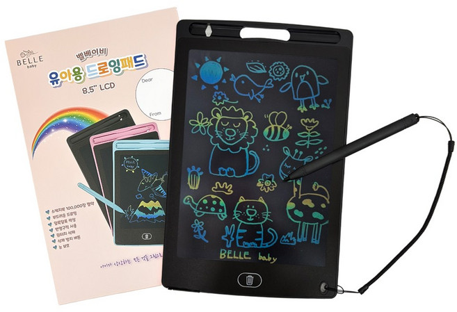 벨베이비 유아용 드로잉패드 8.5인치 전자칠판 LCD, 1개, 블랙