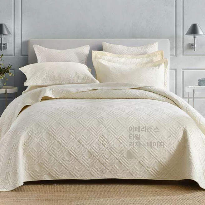 양면 베드 순면 워싱 오가닉 피그먼트 이브리다 침대, 베이지화이트