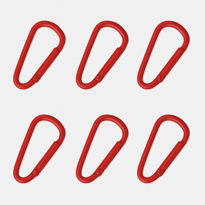 컬러 카라비너 키링 열쇠고리, 6개, 레드