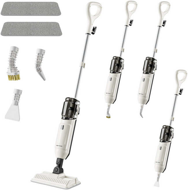 프리티케어 2026년형 고온 스팀 청소기 1300W 고압 스팀물걸레청소기 다용도 스팀클리너 리필걸레+다양한 구성품, 화이트, SM01