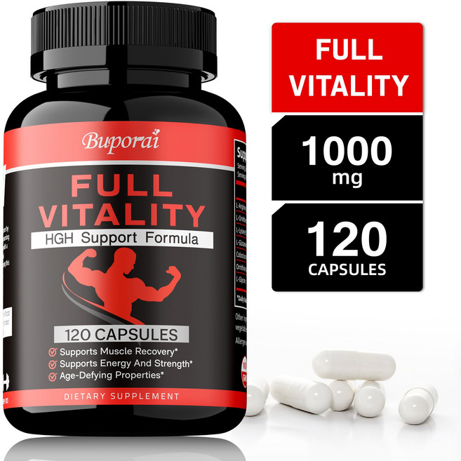 남성 및 여성용 HGH 보충제 600캡슐 - 성장 호르몬 근육 강화 근육 성장 촉진 운동 후 회복 아미노산 블렌드 초유 함유, 2개, 120정