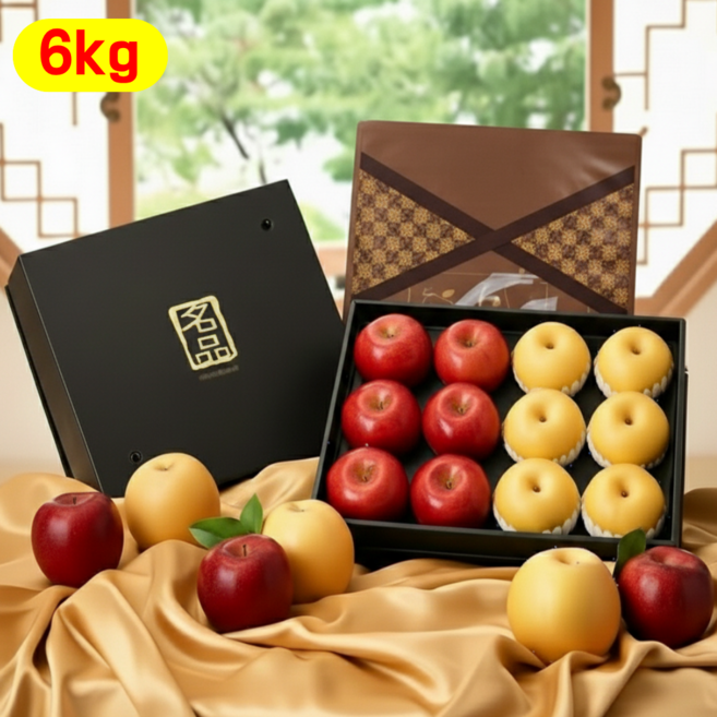 [사과6+배6 혼합세트] 선물용 제수용 과일선물세트, 1세트, 6kg