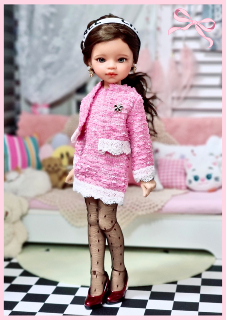 #파올라레이나 32cm #USD 26cm #도리스돌 30cm 옷( 샤샤 트위드 투피스(핑크) )[마구샵]#구체관절인형#bjd#인형옷#다락아이#관절바디#완제품, USD 26cm, 1개