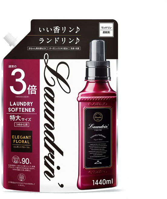 란도린 섬유유연제 엘레강트 플로랄 리필, 3개, 1.44L