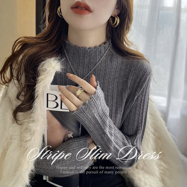 [순이] C.여성 프릴 이너 반폴라 니트티