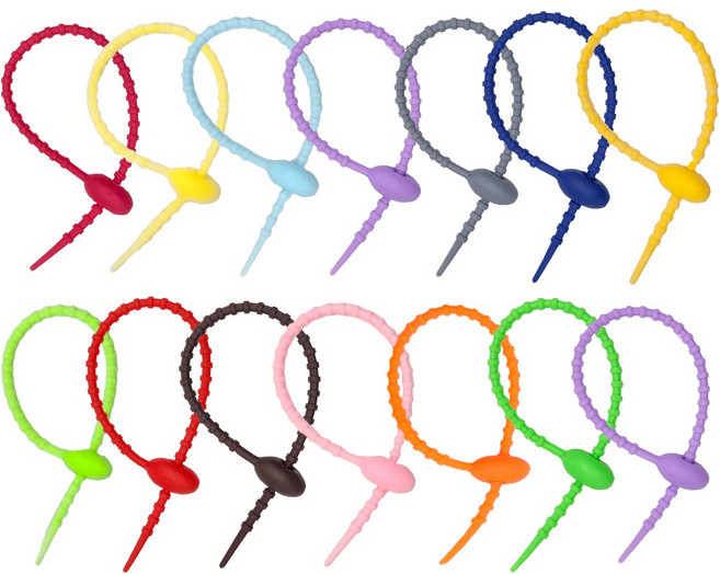 컬러실리콘 케이블타이 키링 부자재 선정리 35개