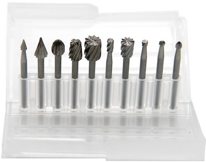 旋轉銼刀組 木工手工DIY根雕電磨打磨頭雕刻銑刀, 10件組3.17mm<銀>(盒裝), 10