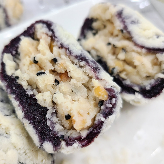 [미소떡방] 달지않은 수제 백앙금 흑미 찹쌀떡 식사대용 개별포장 70g 10개