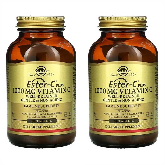 솔가 Ester-C 플러스 비타민 C 1000mg 90정 아세로라 로즈힙 [1+1], 1개 - 쿠팡