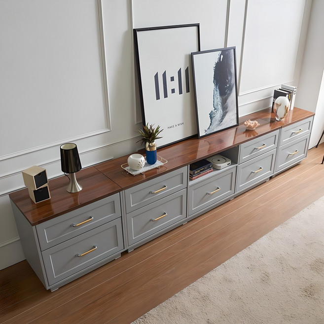 장인가구 엘브G 3000 높은 거실장, 그레이