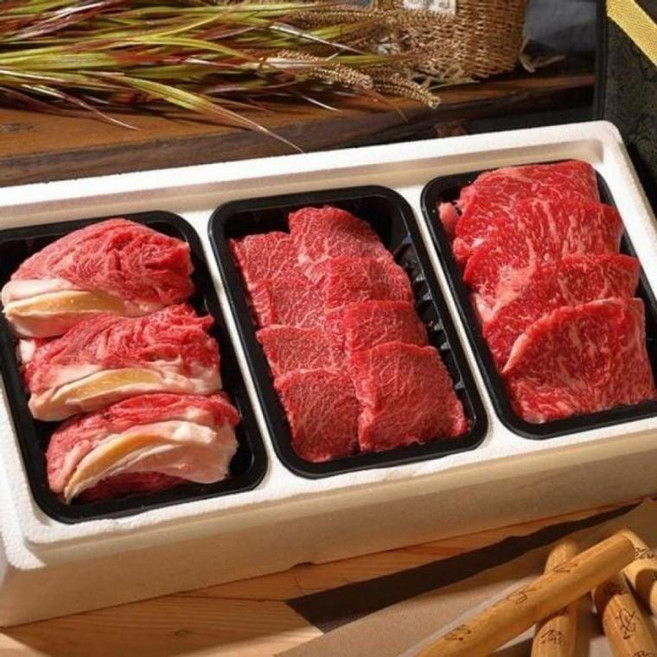 1++ 투뿔 한우 선물세트 600g 꽃등심 갈비살 채끝살 aa0+637Qd, 1