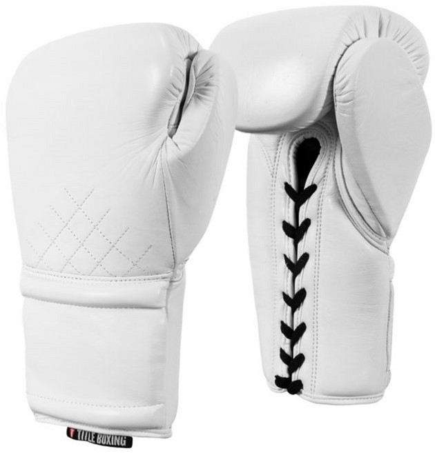 타이틀 케이오버트 천연가죽 복싱글러브, 화이트 (레이스), 1개