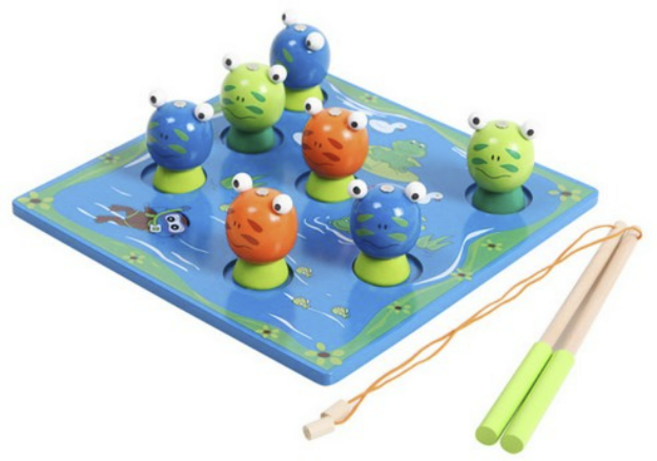 토도리브로 원목 개구리 낚시놀이, 혼합 색상, 1개