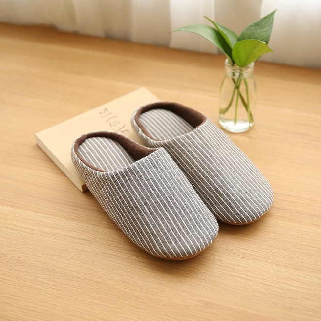 층간소음 없는 폭신한 거실 실내화 사무실 슬리퍼, 모던스트라이프 브라운(남성용), 1개