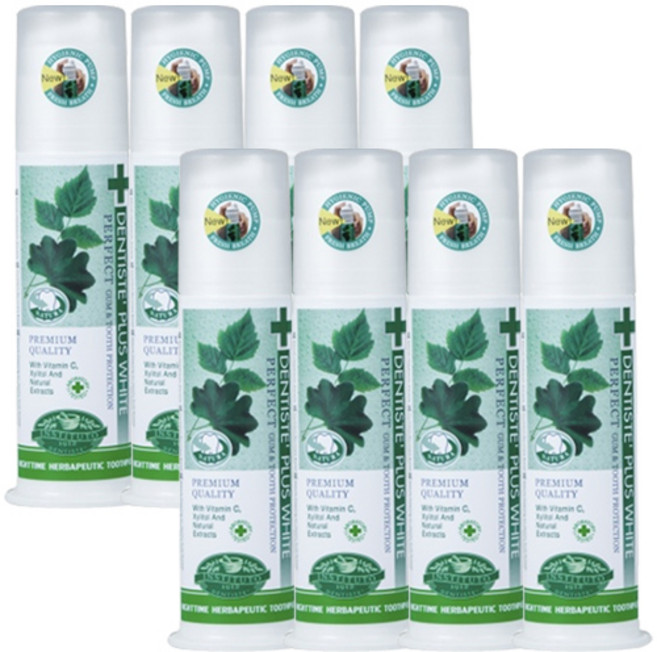 덴티스테 플러스화이트 펌프형 치약, 120g, 8개