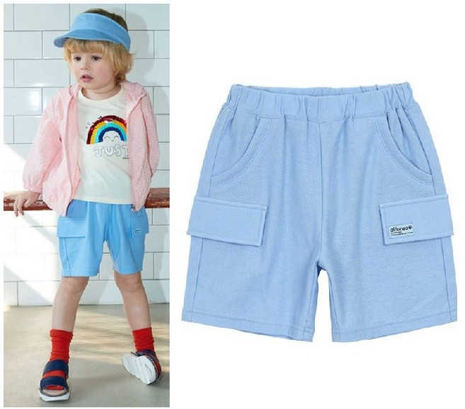 여름)사선지카고반바지(블루) 100/110호