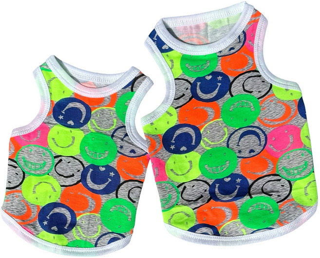 쏭바이펫 강아지 고양이 자외선차단 여름나시 형광 스마일나시티 S-3XL, 1개