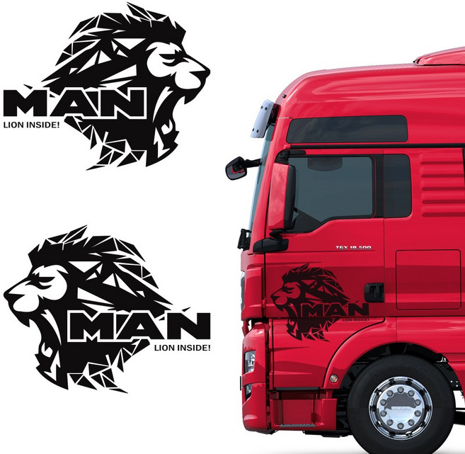 만트럭 스티커 라이온 인사이드 S, B_type, 1개, 블랙