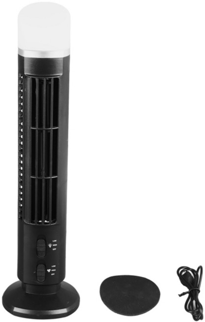 무소음 타워형 날개없는 타워팬 선풍기 휴대용 블레이드리스 타워 90 도 진동 저소음 책상 가정 침실 사무실용 조명, black, 1개