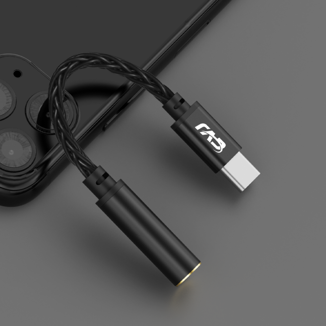 씨브이제이 CT4 꼬다리 DAC C타입 C to 4.4mm 이어폰 젠더, 150mm, 블랙, 1개