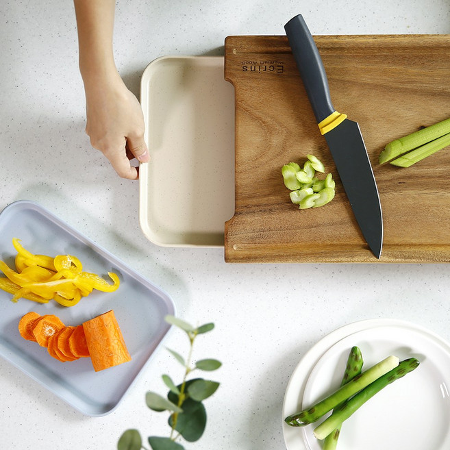 해피스타트 서랍형 원목도마 + 쟁반트레이 2종세트, 서랍형 도마세트 소, 바이올렛, 1개