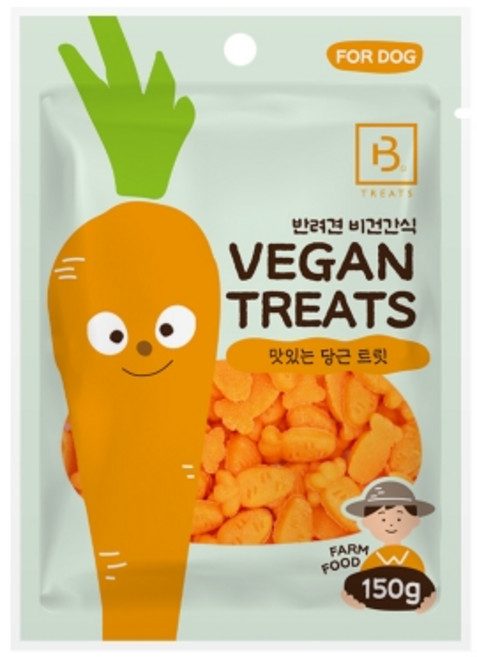 브리더랩 비건트릿 강아지 간식, 3개, 150g, 당근