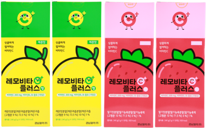 경남) 레모비타 플러스정 120정 x 4팩 레몬맛_딸기맛, 4개, 레몬맛 120정