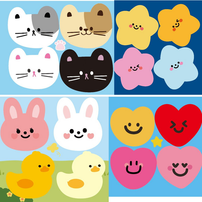 곰돌이 하트 별 동물 귀여운 스티커 구디백 선물 포장 데코, 1세트, 9.미니 고양이 스티커(120매)