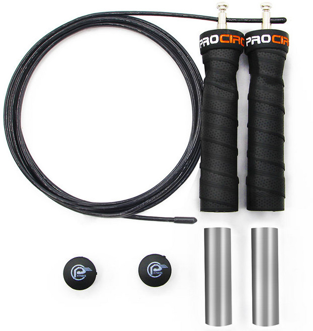 프로써클 인체공학 손잡이 와이어 선수용 줄넘기, 1개, 블랙