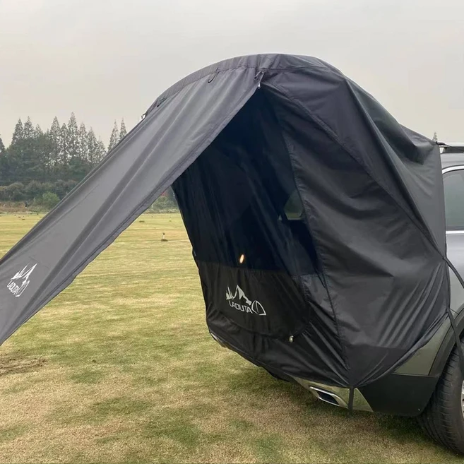 차량 탑재형 텐트 스카이 캐노피 일체형 자율주행 캠핑 SUV 야외 바베큐 리어 루프탑 확장, 10 철 파이프가 없는 대형 검정색 자동차 여행용 텐트