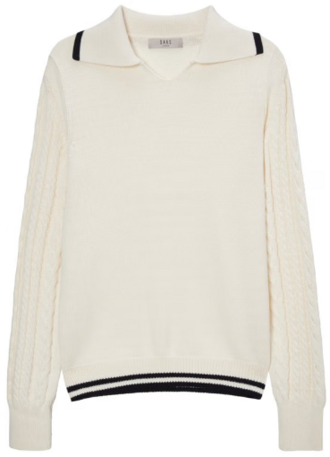 [닥스] 아이보리 짜임배색 면혼방 긴팔카라니트 DLSW2C809IV